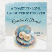 Beach Wedding Pearls Muschel Elegantes Theme Gi Weinetikett (Einzelnes Label)