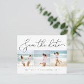 Beach Wedding Photo Save the Date Postcard Ankündigung (Stehend Vorderseite)