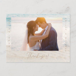Beach Wedding Photo Thank you Postcard Postkarte