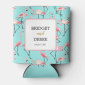Beach Wedding Pink Blue Flamingo Dosenkühler (Vorderseite)