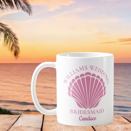 Beach Wedding Pink Seashell Bridesmaid Custom Kaffeetasse
