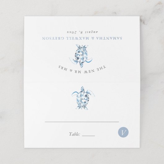 Beach Wedding Platzkarten Meal Choice Sea Turtle (Außenseite Aufgefaltet)