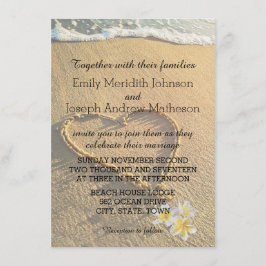 Beach Wedding Plumeria / Frangipani Sand and Sea Einladung