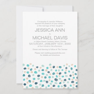 Beach Wedding Polka Dots Wasserfarbe Moderner Einl Einladung
