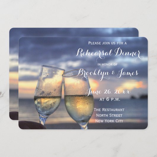 Beach Wedding Probe Rounded Einladung (Vorne/Hinten)