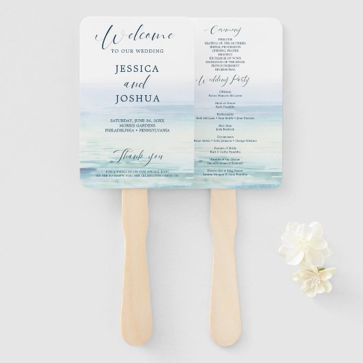Beach Wedding Program Fan Fächer (Vorne und Hinten)