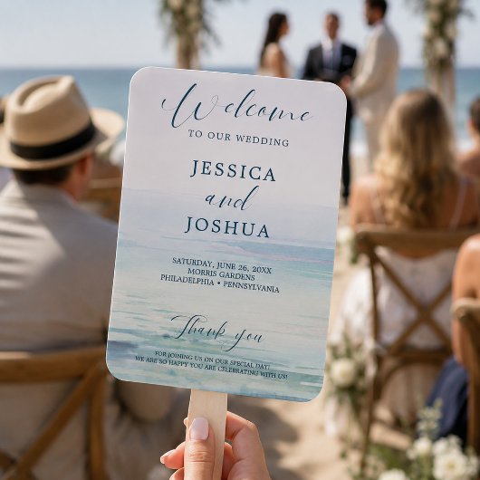 Beach Wedding Program Fan Fächer