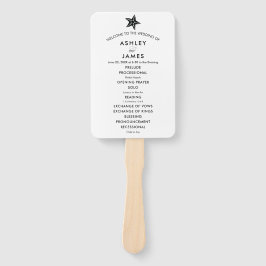 Beach Wedding Program Fan mit Starfish, Black Fächer