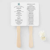 Beach Wedding Program Fan mit Starfish, Blue Gray Fächer (Vorne und Hinten)