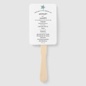 Beach Wedding Program Fan mit Starfish, Blue Gray Fächer (Vorderseite)