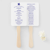 Beach Wedding Programm Fan mit Starfish, Navy Blue Fächer (Vorne und Hinten)