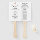 Beach Wedding Programm Fan mit Starfish, Rosa Fächer (Vorne und Hinten)