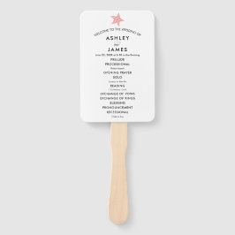 Beach Wedding Programm Fan mit Starfish, Rosa Fächer