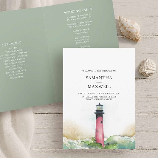Beach Wedding Programm Vorlagen Leuchtturm