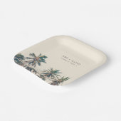Beach Wedding Reception Palm Tree Personalized Pappteller (Gewinkelt)