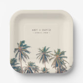 Beach Wedding Reception Palm Tree Personalized Pappteller (Vorderseite)