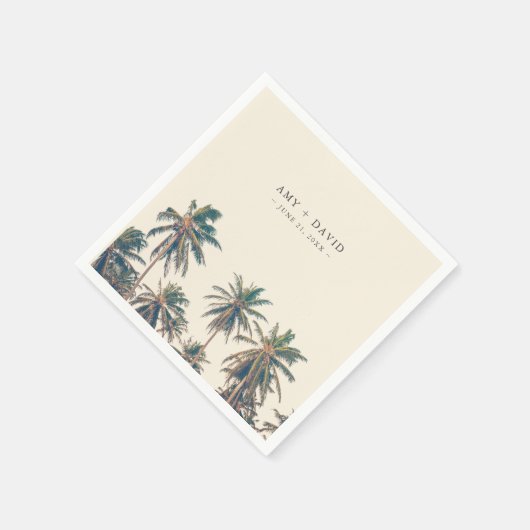 Beach Wedding Reception Palm Tree Personalized Serviette (Ecke)