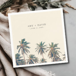Beach Wedding Reception Palm Tree Personalized Serviette