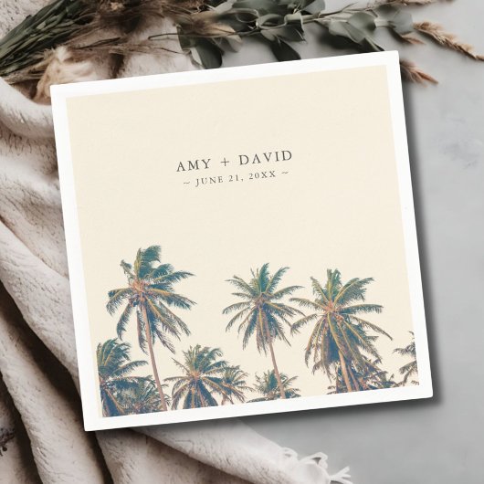Beach Wedding Reception Palm Tree Personalized Serviette
