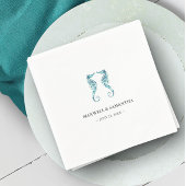 Beach Wedding Reception Personalized Seahorses Serviette