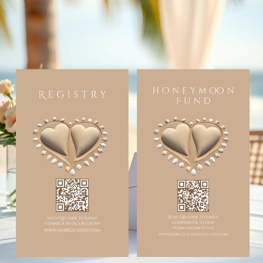 Beach Wedding Registry und Honeymoon Fund Visitenkarte