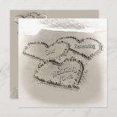 Beach Wedding Renewal - Sand Hearts Beach Einladung (Vorne/Hinten)