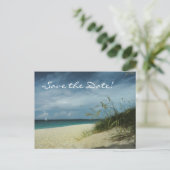 Beach Wedding Rett-the-Date Postcard Ankündigungspostkarte (Stehend Vorderseite)