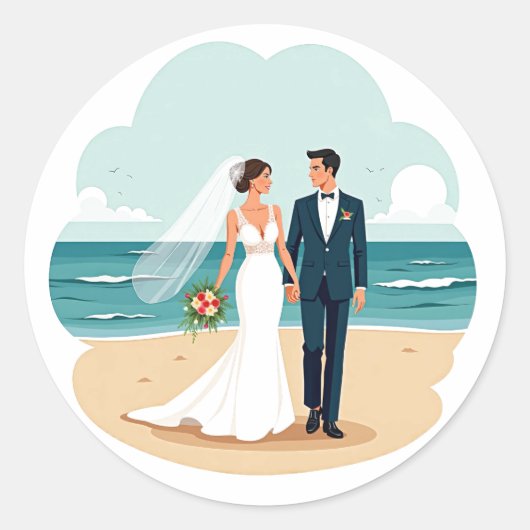 Beach Wedding Romance Sticker (Vorderseite)