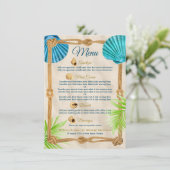 Beach Wedding Rope Empfang Dinner Party Course Menükarte (Stehend Vorderseite)