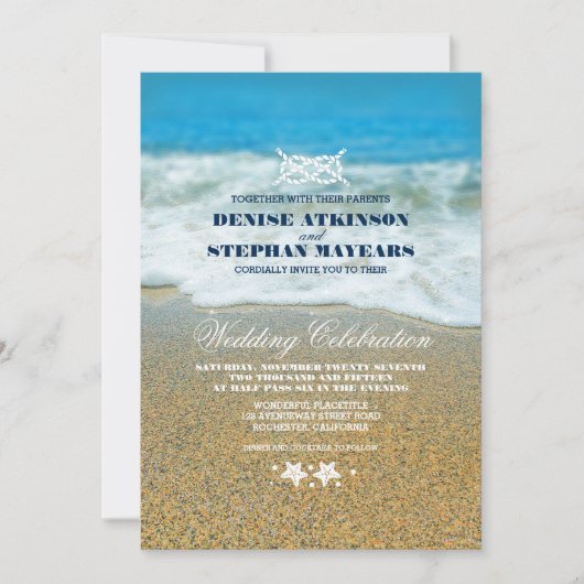 Beach Wedding Rope Knot Einladungen (Vorderseite)