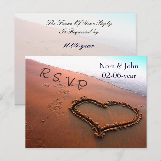 Beach Wedding Rsvp Karte (Vorne/Hinten)
