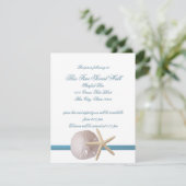 Beach Wedding Sand Dollar und Starfish Empfang Einladung (Stehend Vorderseite)