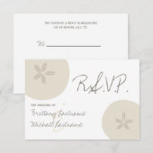 Beach Wedding Sand Dollar Wedding RSVP Karte (Vorne/Hinten)