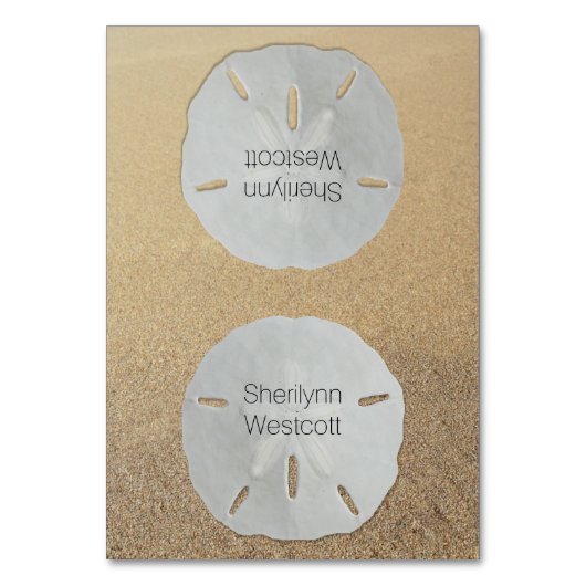 Beach Wedding Sand Dollar Zelte Platzkarten Tischnummer (Vorderseite)