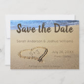 Beach Wedding Sand Heart Initials Save The Date (Vorderseite)