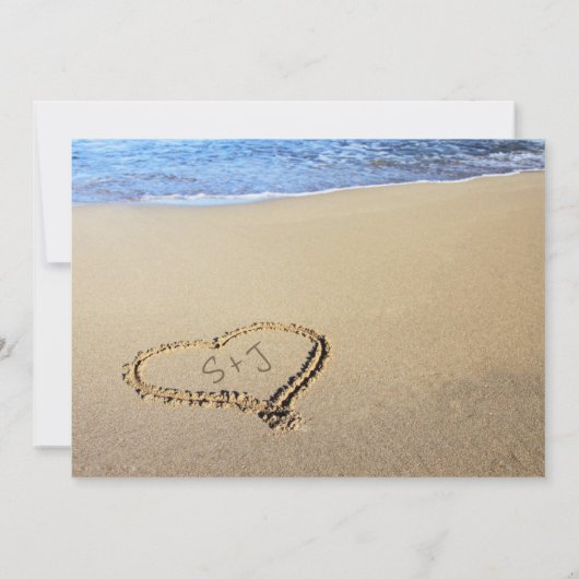 Beach Wedding Sand Heart Initials Save The Date (Rückseite)