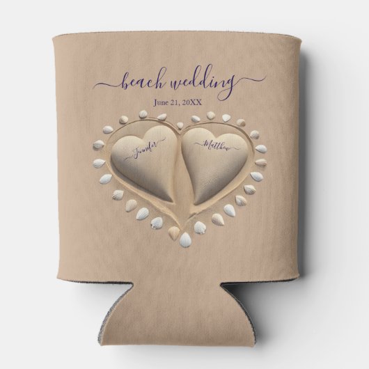 Beach Wedding Sand Hearts Dosenkühler (Rückseite)