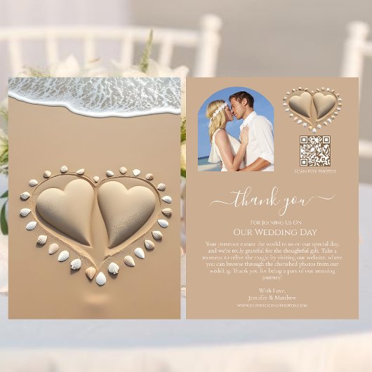 Beach Wedding Sand Hearts Einladung
