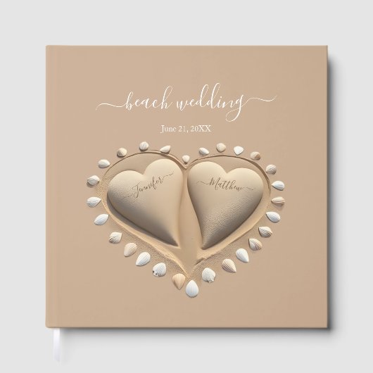 Beach Wedding Sand Hearts Gästebuch (Vorderseite)