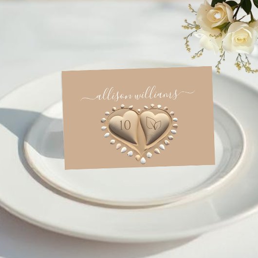 Beach Wedding Sand Hearts-Platzkarten-Meal Icons Tischnummer