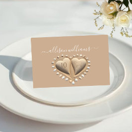 Beach Wedding Sand Hearts-Platzkarten-Meal Icons Tischnummer