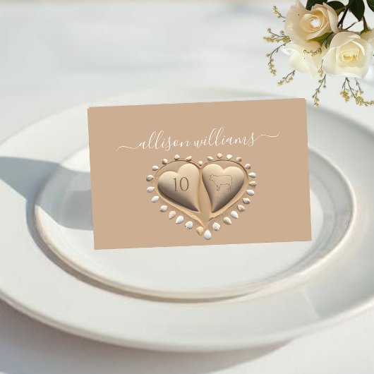 Beach Wedding Sand Hearts-Platzkarten-Meal Icons Tischnummer