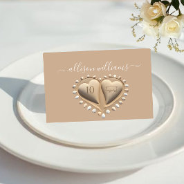Beach Wedding Sand Hearts-Platzkarten-Meal Icons Tischnummer