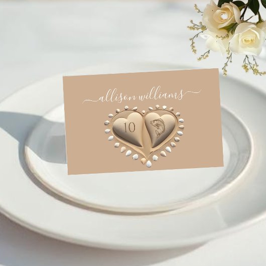 Beach Wedding Sand Hearts-Platzkarten-Meal Icons Tischnummer