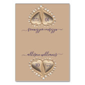 Beach Wedding Sand Hearts-Platzkarten-Meal Icons Tischnummer (Vorderseite)