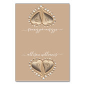 Beach Wedding Sand Hearts-Platzkarten-Meal Icons Tischnummer (Vorderseite)