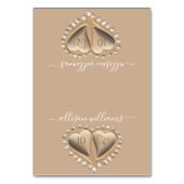 Beach Wedding Sand Hearts-Platzkarten-Meal Icons Tischnummer (Vorderseite)