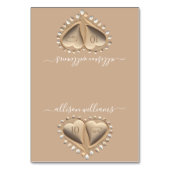 Beach Wedding Sand Hearts-Platzkarten-Meal Icons Tischnummer (Vorderseite)