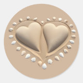 Beach Wedding Sand Hearts- Runder Aufkleber (Vorderseite)