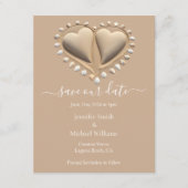 Beach Wedding Sand Hearts-Save Our Date Begleitkarte (Vorderseite)